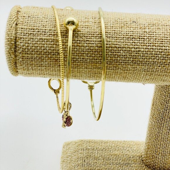 Skinny Cuff Bracelets Lot of 3 Gold Tone Rhinestone Accents Classic Career Gift - Picture 13 of 14